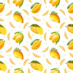 Pattern Bundle - Seamless 3D Pattern PBR Texture Featuring Realistic Mango Motifs on White Background texture preview