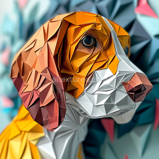 Seamless 3D PBR Texture Featuring Stylized Low-Poly Basset Fauve de Bretagne Dog Pattern