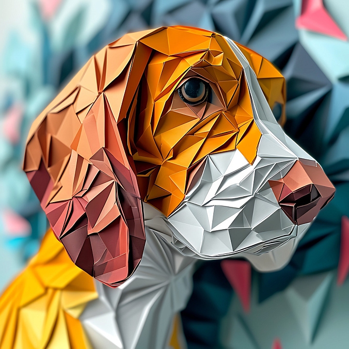 Featuring Stylized Low-Poly Basset Fauve de Bretagne Dog Pattern seamless PBR texture preview