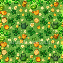 seamless Seamless 3D PBR Texture Featuring St Patrick's Day Elements and Shamrocks texture 8k free download PBR