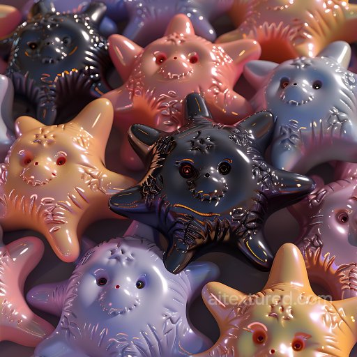 Inflated Star-Shaped Glossy Plastic PBR Texture in Pastel Colors seamless Inflated PBR texture
