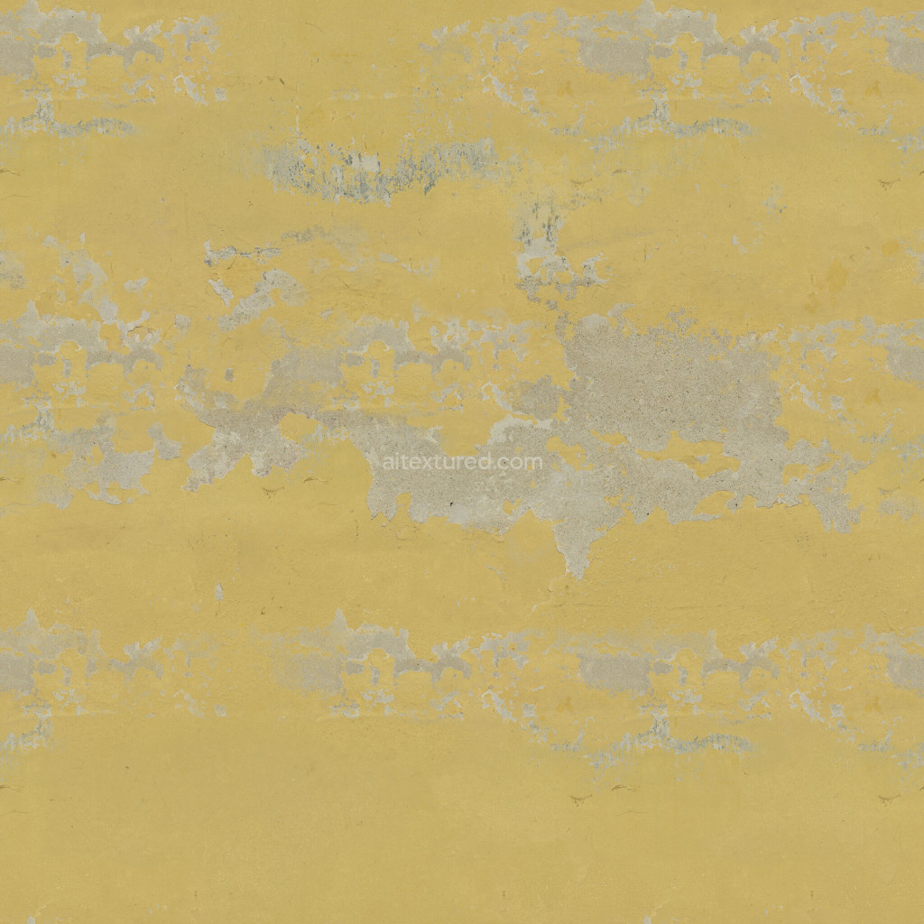 Seamless painted plaster texture in yellow with weathered details