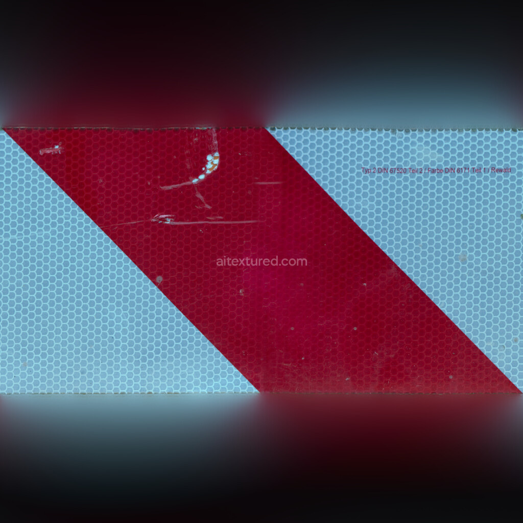 Seamless PBR sticker texture with red and blue hexagonal pattern