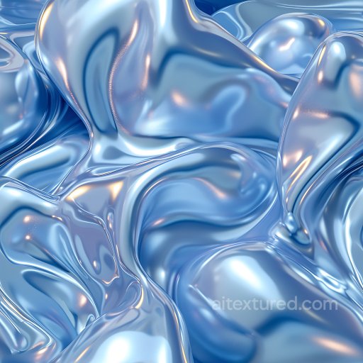 Inflated Glossy Blue Vinyl Texture with Fluid Puckered Surface seamless Inflated PBR texture
