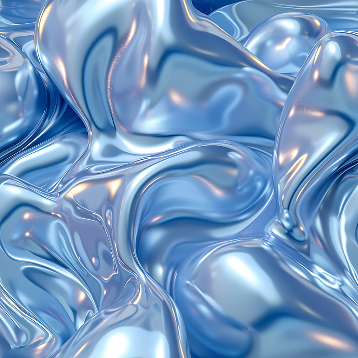 Inflated Glossy Blue Vinyl with Fluid Puckered Surface seamless PBR texture preview