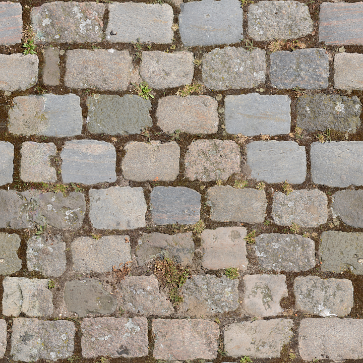 Cobblestone Old Moss - Cobblestone Color Cobblestone Old Moss Pavement… seamless PBR texture preview