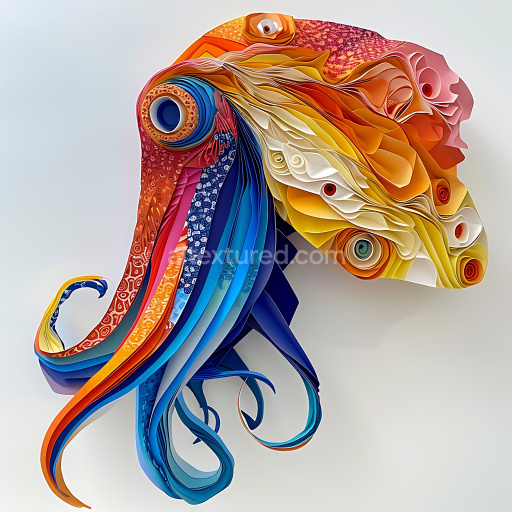 Seamless 3D PBR Texture of Vibrant Cuttlefish Origami-Inspired Pattern