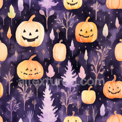 seamless Seamless 3D PBR Watercolor Pumpkin and Leaf Halloween Texture texture 8k free download PBR