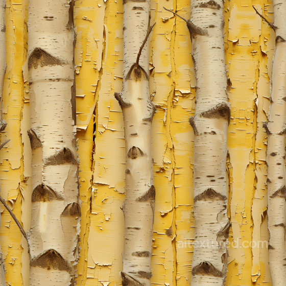 Birch Tree Bark PBR Texture Featuring Yellow Peeling and Natural Knots Wood texture preview
