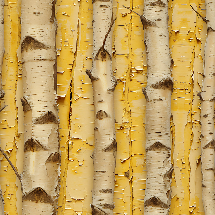 Birch Tree Bark Featuring Yellow Peeling and Natural Knots Wood seamless PBR texture preview