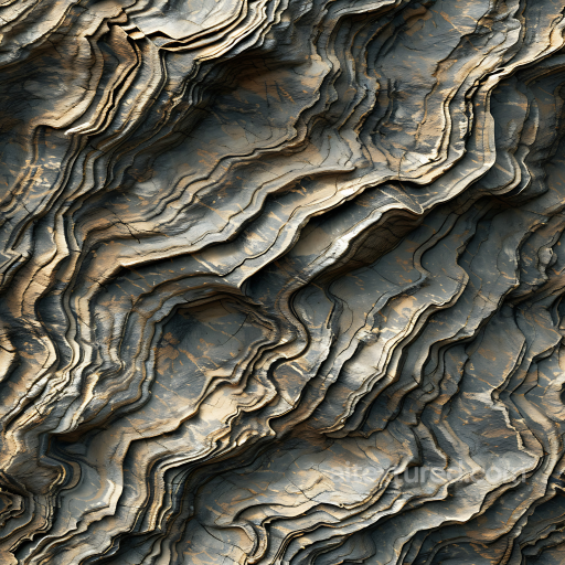 Layered Rock Cliff Wall PBR Texture with Eroded Stratification seamless Stone PBR texture