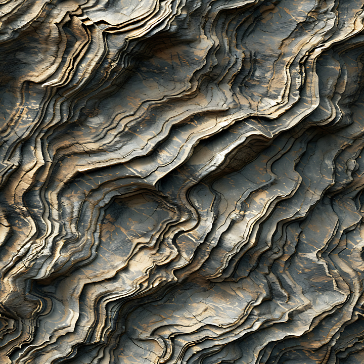 Layered Rock Cliff Wall with Eroded Stratification seamless PBR texture preview