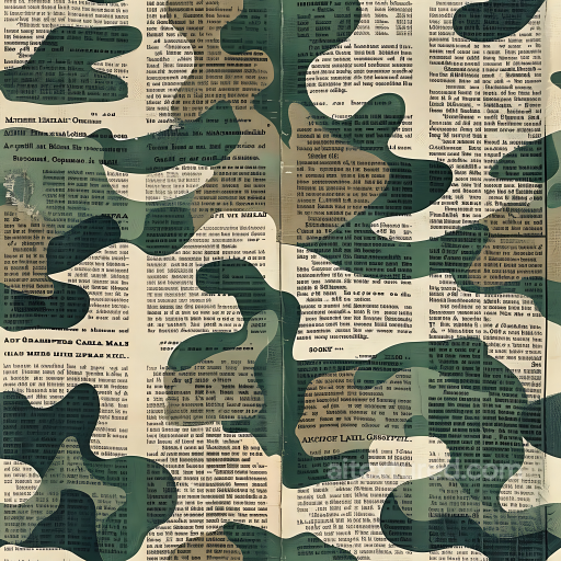 Vintage Woodland Camouflage PBR Texture with Newspaper Print seamless Color Camouflage PBR texture