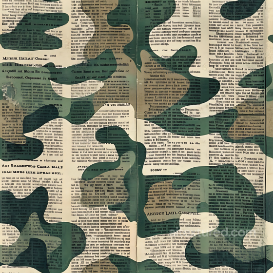 Vintage Woodland Camouflage PBR Texture with Newspaper Print Color Camouflage texture preview