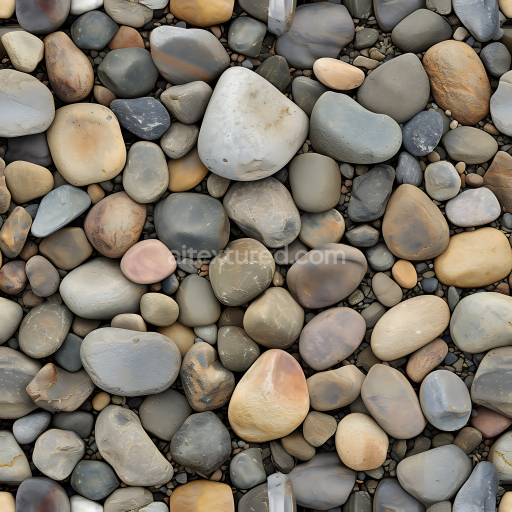 Seamless 3D Stone PBR Texture of Smooth Multicolored River Pebbles
