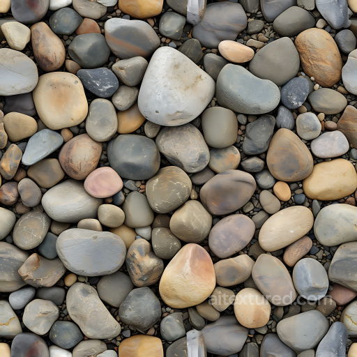 Stone PBR Texture of Smooth Multicolored River Pebbles seamless Stone PBR texture