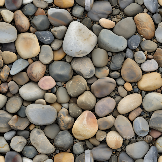 Stone PBR Texture of Smooth Multicolored River Pebbles Stone texture preview