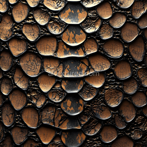 Seamless 3D Reptile Skin PBR Texture Featuring Cracked, Glossy Scales