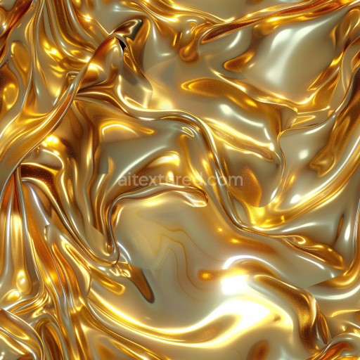 Seamless 3D PBR Texture of Glossy Gold Satin with Fluid Wrinkles