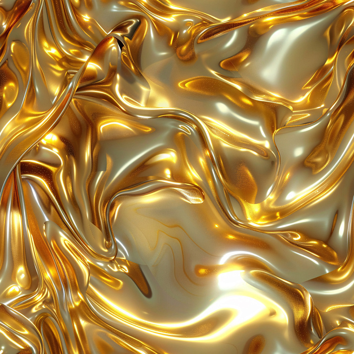 Glossy Gold Satin with Fluid Wrinkles seamless PBR texture preview