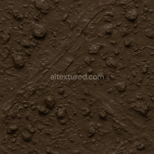 Seamless 3d texture pbr 8k of sticky dark mud with mud splatter and clumps