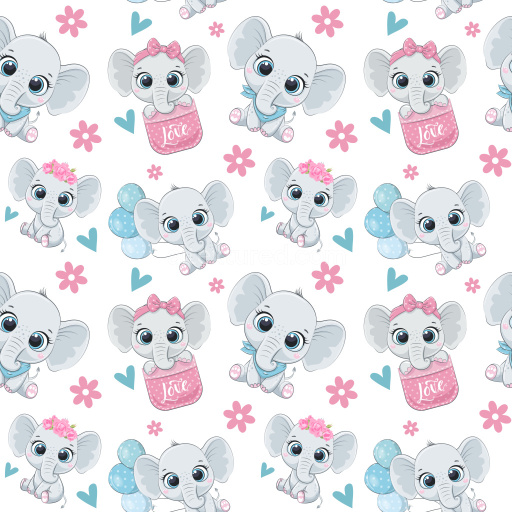 Pattern Bundle - Seamless 3D Pattern PBR Texture Featuring Cute Cartoon Elephants with Playful Motifs texture preview