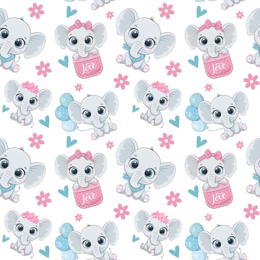 Pattern PBR Texture Featuring Cute Cartoon Elephants with Playful Motifs seamless Pattern Bundle PBR texture