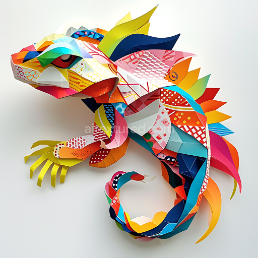 Seamless 3D PBR Texture Featuring Multicolored Stylized Lizard Scales