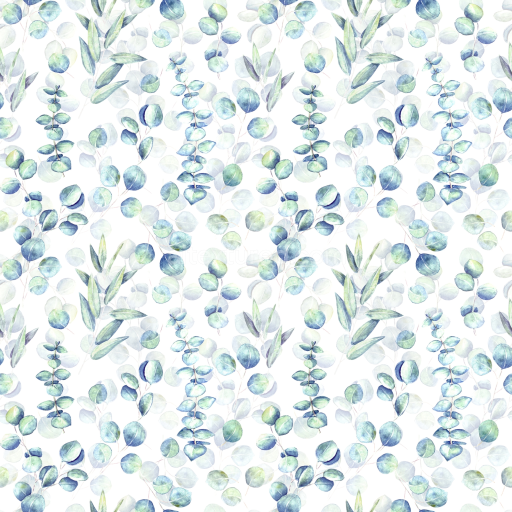 Seamless 3D PBR Texture with Soft Watercolor Greenery and Leaf Motifs