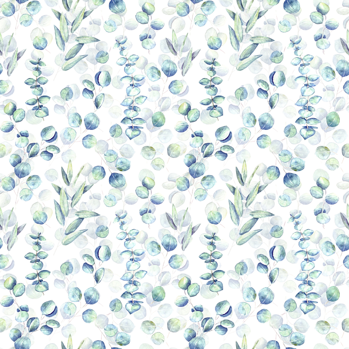 with Soft Watercolor Greenery and Leaf Motifs seamless PBR texture preview