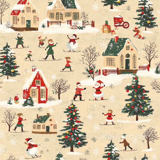 All Christmas Digital paper Texture of Hand-Drawn Christmas Winter Village Scene All Christmas Digital paper texture preview