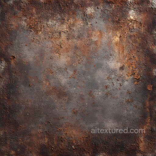 Rusty Metal PBR Texture with Cracked and Pitted Surface in Brown and gray seamless Rust PBR texture