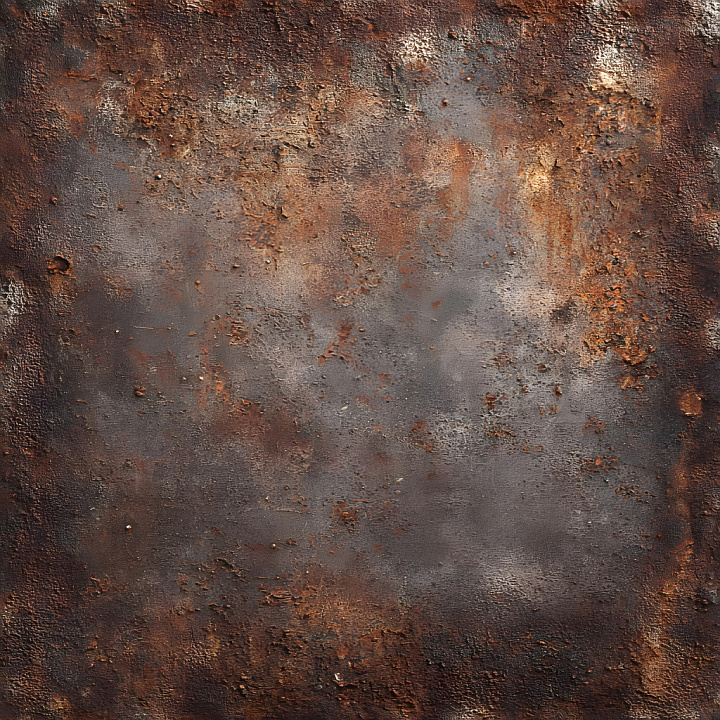 Rusty Metal with Cracked and Pitted Surface in Brown and gray seamless PBR texture preview