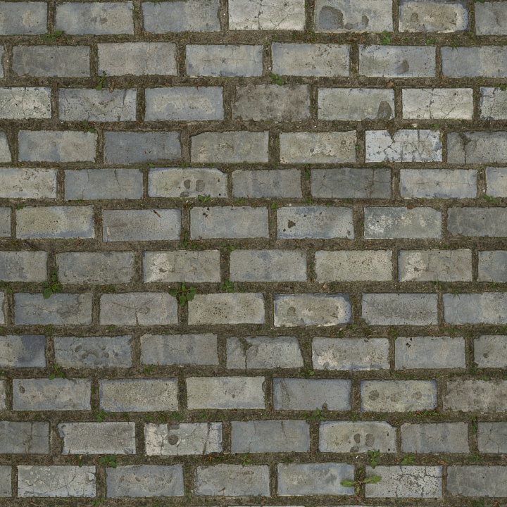 Bricks Moss Pavement - Floor Bricks Bricks Floor Asphalt seamless PBR texture preview