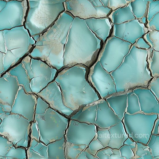 Cracked & Hole PBR Texture Featuring Turquoise Painted Surface with Deep Fractures Cracked & Holes texture preview