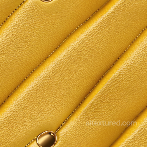 Quilted Yellow Pebbled Leather PBR Texture with Detailed Stitching and Gold Accent seamless Leather PBR texture