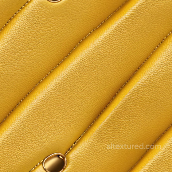 Quilted Yellow Pebbled Leather PBR Texture with Detailed Stitching and Gold Accent Leather texture preview