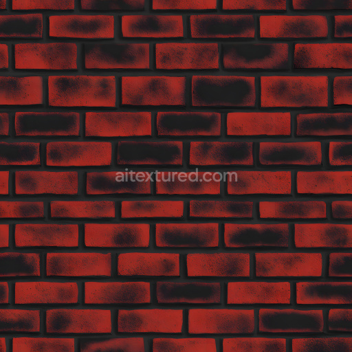 Seamless 3D PBR Cracked Red Brick Wall Texture with Dark Weathered Spots