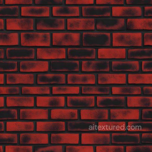 Cracked Red Brick Wall Texture with Dark Weathered Spots seamless Brick PBR texture