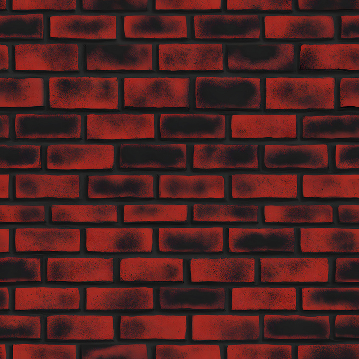 Cracked Red Brick Wall with Dark Weathered Spots seamless PBR texture preview