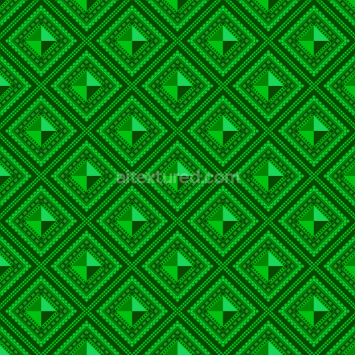 Seamless 3D PBR Texture of Green Geometric Patterned Fabric Digital Paper
