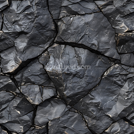 Preview — Seamless 3D Dark Slate Rock PBR Texture with Cracked Surface and Layered Stone Detail
