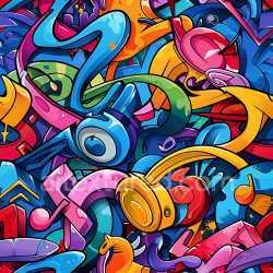 seamless Seamless 3D PBR Texture of Colorful Abstract Cartoon-Style Graffiti Art texture 8k free download PBR