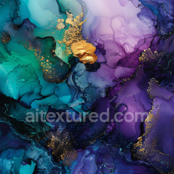 seamless Seamless 3D Alcohol Ink PBR Texture with Teal, Purple & Gold Swirling Patterns texture 8k free download PBR