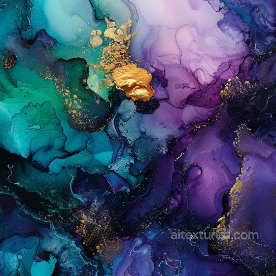 Alcohol Ink PBR Texture with Teal, Purple & Gold Swirling Patterns Alcohol ink texture preview