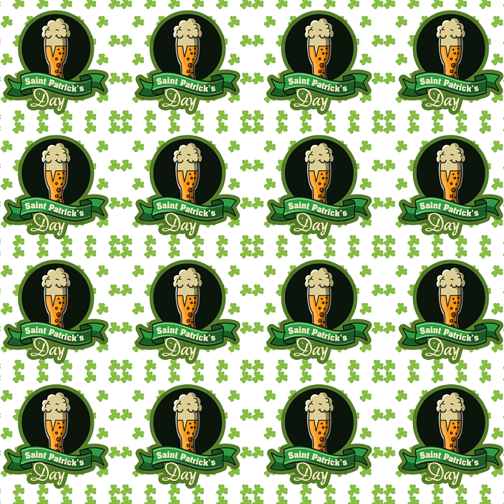 with Saint Patrick's Day beer and clover pattern seamless PBR texture preview