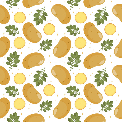 Pattern Bundle - Seamless 3D PBR Pattern Texture Featuring Potato Tubers and Leaves with Organic Layout texture preview