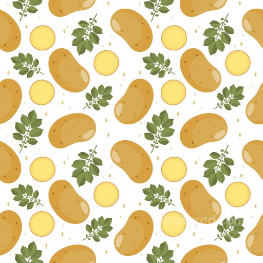 Pattern Texture Featuring Potato Tubers and Leaves with Organic Layout seamless Pattern Bundle PBR texture