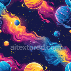 seamless Seamless 3D Space PBR Texture Featuring Vibrant Nebula Clouds and Colorful Planets texture 8k free download PBR
