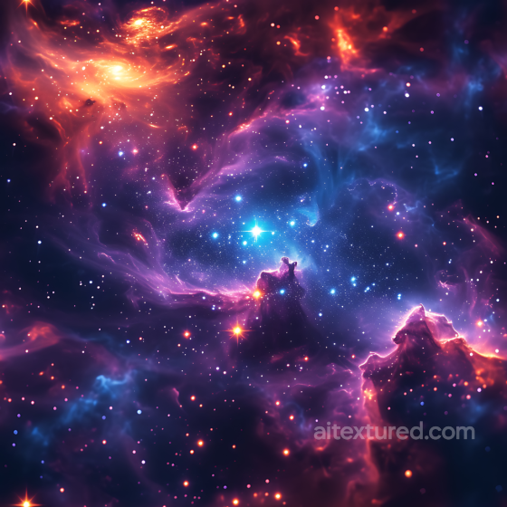 Space PBR Texture Featuring Vibrant Nebula Clouds and Sparkling Starfield Star, space, planets texture preview
